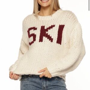 Beginning Boutique Jasmine Cream Jacquard Chunky Knit Sweater